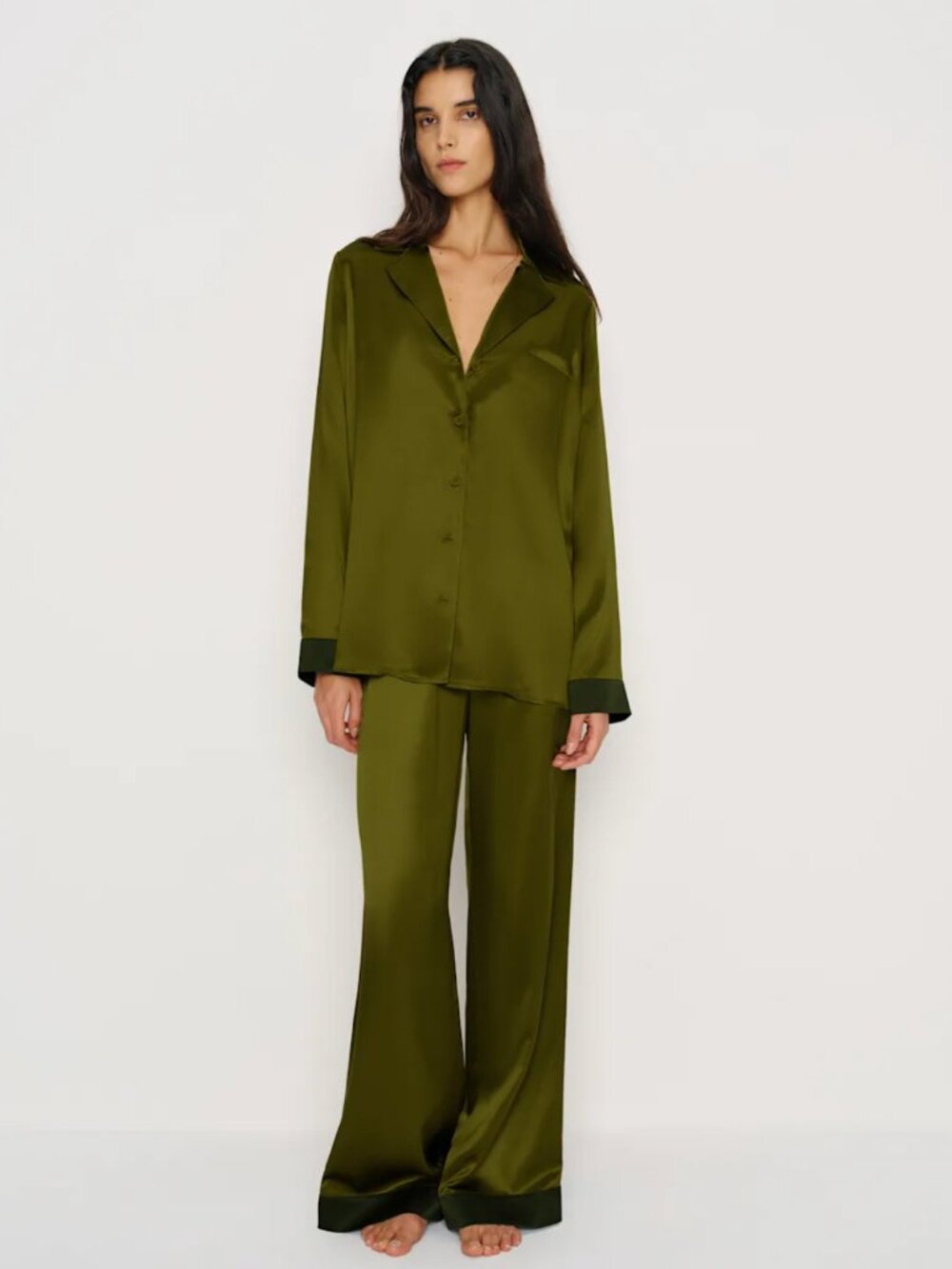 Reformation Ella Silk Set Green - Size S